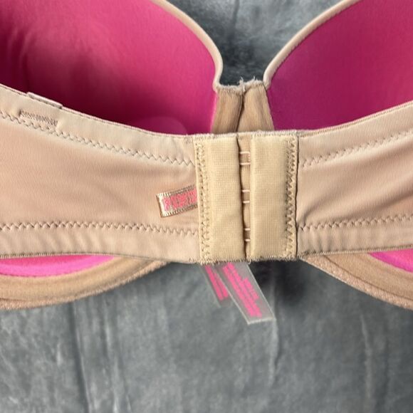 Victoria’s Secret Pink Push-up  Underwire Tan Beige Strapless Bra Size 34DD - Picture 5 of 7